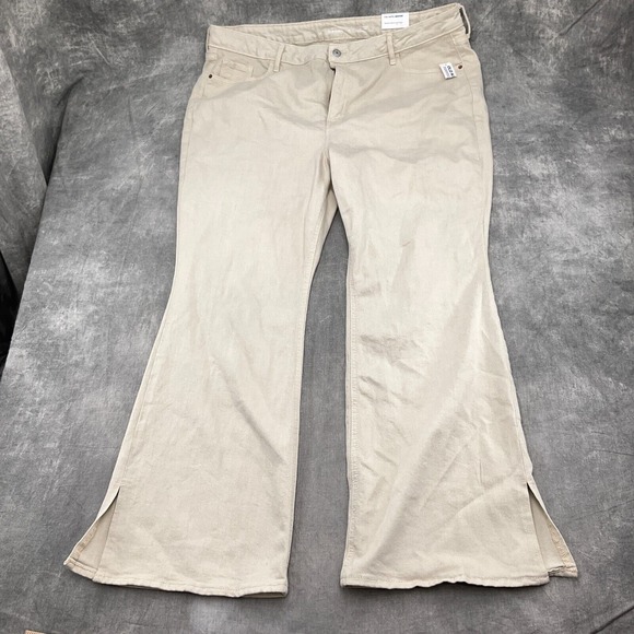 Old Navy Jeans Women 22 Beige Flare High Rise Secret Smooth‎ Pockets Stretch NWT - Picture 1 of 13